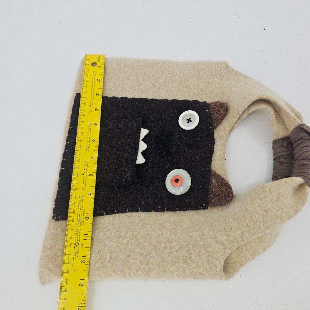 Handmade felt monster purse boho bohemian emo eco friendly recycled - Picture 7 of 9